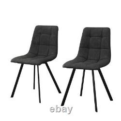 2x Dining Chairs Faux Suede Cushion Padded Metal Legs Restaurant Lounge Chair