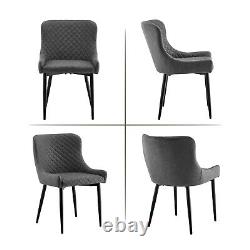 2x Dining Chairs Velvet Set Padded Seat Metal Leg Kitchen Chair Home Office