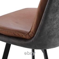 2x Faux Leather Comfortable Padded Dining Chairs Metal Legs Resturant Chair