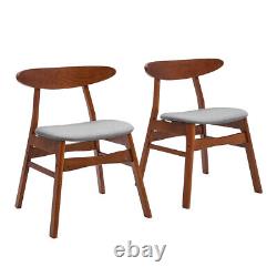 2x Wooden Frame Dining Chairs Cushion Padded Seat Curved Back Kitchen Furniture