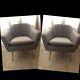 2x Of Designer Stylish Tub Chairs Armchair Cocktail Chairs Upholster Gold Legs