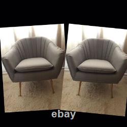 2x of Designer Stylish Tub Chairs Armchair Cocktail Chairs Upholster Gold Legs