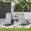 3 Pcs Rattan Sun Lounger Set With Cushions, 5-level Chaise Lounge Chair Set