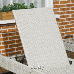 3 PCs Rattan Sun Lounger Set with Cushions, 5-Level Chaise Lounge Chair Set