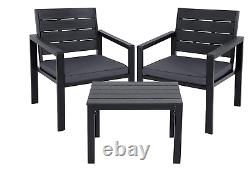 3 Piece Garden Furniture Set 2 Chairs & Table Outdoor Patio Seats Cushion Picnic