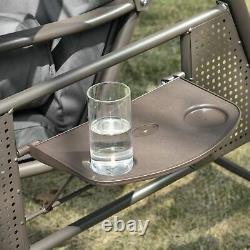 3 Seat Garden Swing Chair Steel Swing Bench with Cushions Cup Trays