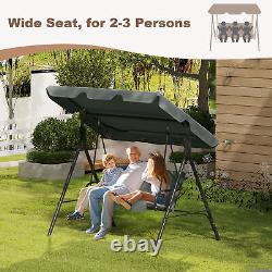 3-Seat Swing Chair Garden Swing Seat with Adjustable Canopy Removable Cushion