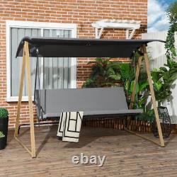 3 Seater Garden Swing Bench Adjustable Canopy Cushioned Seat Patio Outsunny