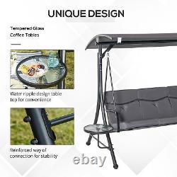 3 Seater Garden Swing Chair & Adjustable Canopy, Cushion & Coffee Tables