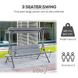 3 Seater Garden Swing Chair & Adjustable Canopy, Cushion & Coffee Tables