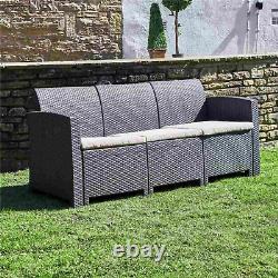 3 Seater Rattan Garden Furniture Outdoor Sofa Chair with Cushions Patio Bench