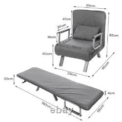 3-in-1 Folding Single Sofa Bed Chair Modern Fabric Lounge Sleeper Chair withPillow