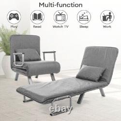 3-in-1 Folding Single Sofa Bed Chair Modern Fabric Lounge Sleeper Chair withPillow