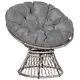 360? Swivel Rattan Papasan Moon Bowl Chair Round Outdoor Padded-grey Outsunny