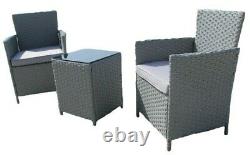 3PCS Outdoor Wicker Patio Rattan Garden Furniture Set with Chairs Cushion Table