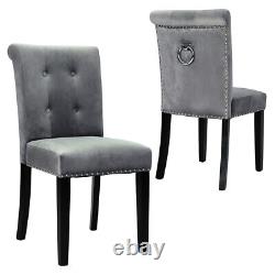 4/2X Dining Chairs Velvet Scroll Back Cushion Seat Kitchen Side Chair with Knocker