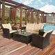 4 Pcs Garden Patio Furniture Wicker Chair Set Coffee Table With Cushions