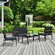 4 Pcs Pe Rattan Furniture Set With 3 Cushioned Chairs Glass Tabletop Table Grey