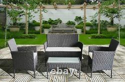 4 Piece Outdoor Rattan Garden Furniture Set Sofa Table Chairs Patio Wicker Set