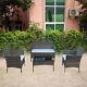 4 Piece Patio Rattan Garden Furniture Outdoor Sofa Table Chair Wicker Set 6210-b