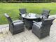 4 Seater Outdoor Rattan Garden Dining Sets Round Table And Chair Sets Dark Grey
