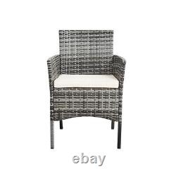 4 pieces Rattan Garden Furniture Set Chair Mixgrey Wicker with Cushion Sofa Table