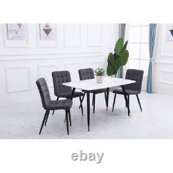 4PCs Velvet Upholstered Dining Chair Padded Seat Cushion with Sturdy Metal Legs UK