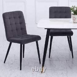 4PCs Velvet Upholstered Dining Chair Padded Seat Cushion with Sturdy Metal Legs UK