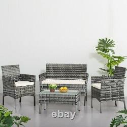4Pcs/Set Rattan Table+Chair Set Garden Furniture Set Sofa Patio Outdoor Hotel