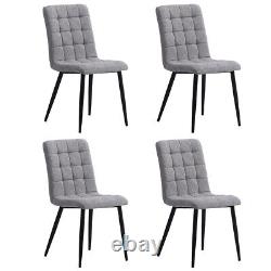 4X Modern Cushioned Dining Chairs Soft Padded Seat Black Iron Legs Side Chair UK