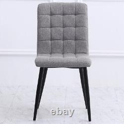4X Modern Cushioned Dining Chairs Soft Padded Seat Black Iron Legs Side Chair UK