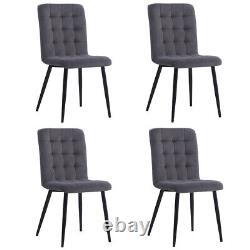 4pcs Matte Velvet/Linen Quilted Finish Dining Chairs Cushioned Dressing Chair UK
