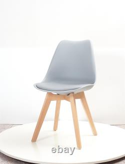 4x Dining Chairs Modern Nodric PU Leather Padded Seat Wood Legs