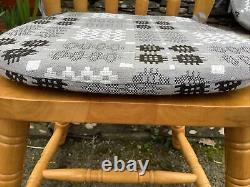 4x Welsh Tapestry Kitchen Dining Chair Tie On Cushions Grey