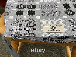 4x Welsh Tapestry Kitchen Dining Chair Tie On Cushions Grey