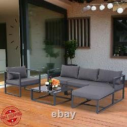5 Seat Corner Sofa Chairs Large Garden Set Coffee Table Outdoor Patio Furniture