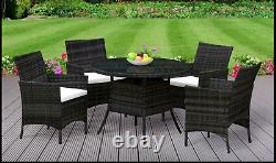 5PC Rattan Dining Table Set Garden Patio Furniture Set 4 Chairs and Table