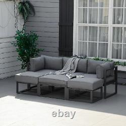 6 PC Outdoor Sectional Sofa Set Aluminum Garden Daybed with Coffee Table Footstool