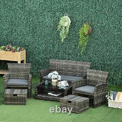 6 PCS Outdoor Patio Furniture Wicker Chair Set Coffee Table with Cushions
