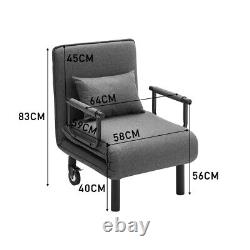 6 Position Convertible Armchair Chair Single Folding Sleeper Sofa Bed With Cushion