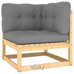 6 Set Garden OUTDOOR CORNER Sofa Lounge Bench GREY CUSHIONS Seater chairs wood