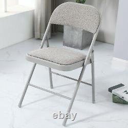 6x Stylish Folding Chairs Cushioned Fabric Office Reception Set Grey Frame