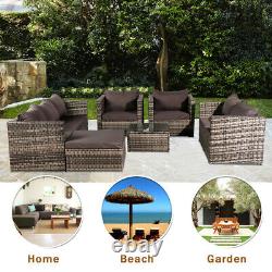 7 Seater Rattan Garden Furniture Set Sofa Table Patio Conservatory Free Cover Uk
