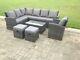 9 Seater High Back Wicker Rattan Garden Furniture Sets Coffee Table Outdoor Grey
