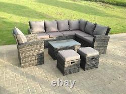 9 Seater Outdoor Wicker Rattan Garden Furniture Set Chair Table Stool Patio Grey