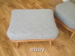 A SET OF NEW CUSHIONS for an ERCOL CHAIR & FOOTSTOOL WOOL or LINEN MIX FABRIC