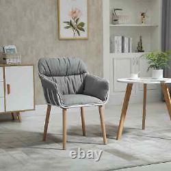 Accent Dining Chair Padded Cushion Seat Single High Back Armrest Wood Frame Grey
