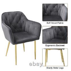 Accent Dining Chair Reception Living Room Velvet Padded Seat Metal Legs Armchair
