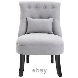 Accent Grey Chair Buttoned Deep Padded Seat Vintage Living Room Retro Tufted