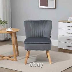 Accent Reading Chair Armless Padded Cushion Single Cozy Lounge Seat Bedroom Grey